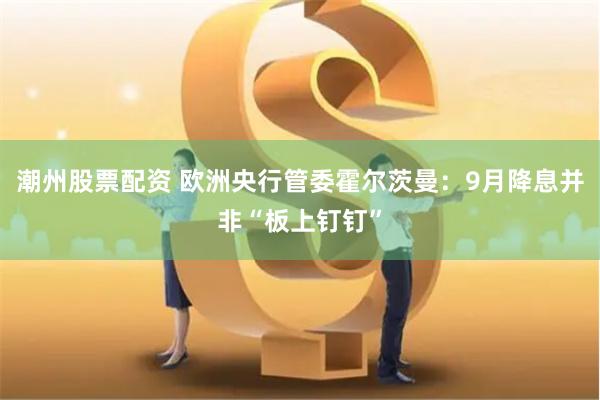 潮州股票配资 欧洲央行管委霍尔茨曼：9月降息并非“板上钉钉”