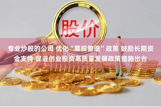 专业炒股的公司 优化“募投管退”政策 鼓励长期资金支持 促进创业投资高质量发展政策措施出台