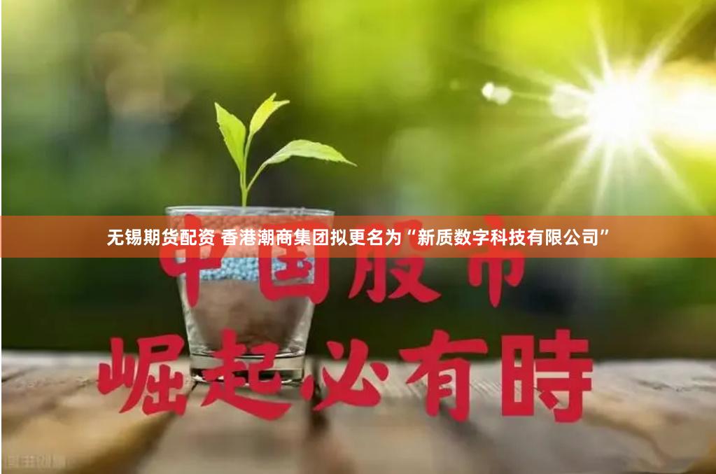 无锡期货配资 香港潮商集团拟更名为“新质数字科技有限公司”